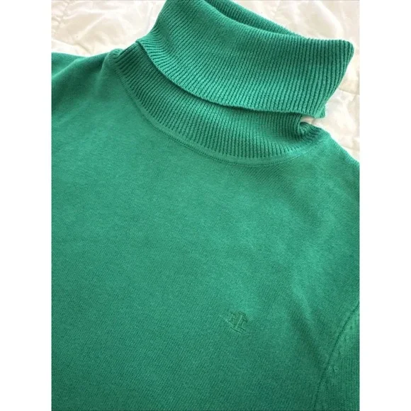 Lauren Ralph Lauren Kelly Green Turtle Neck Sweater %100 Cotton - Picture 2 of 10